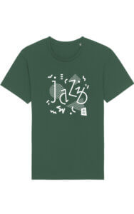 Tee-shirt vert avec le visuel générique du Crest Jazz.